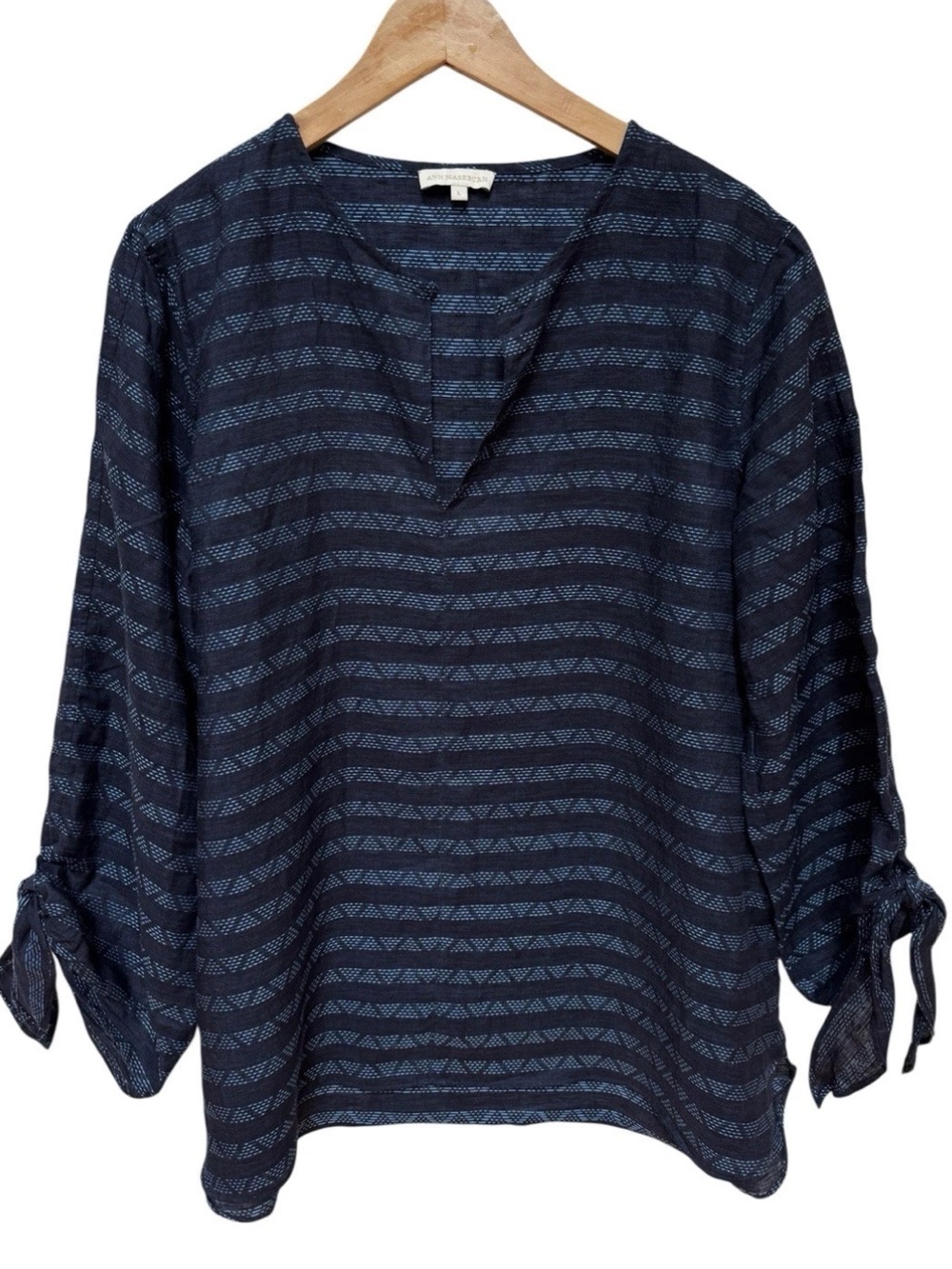 Ann Mashburn Long Sleeve Linen Blend Women’s Blouse Sz Large